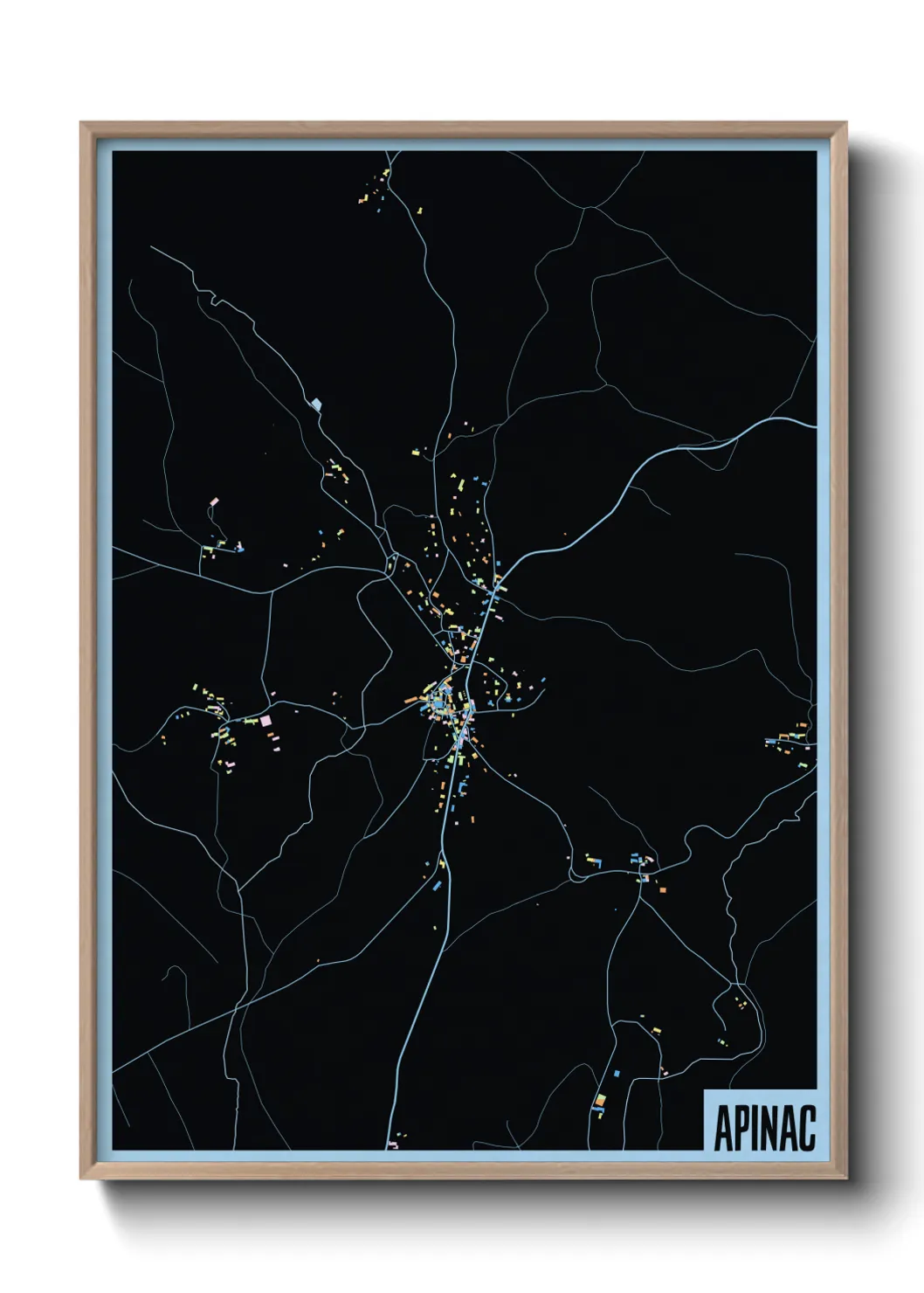 Une affiche de carte sur Apinac