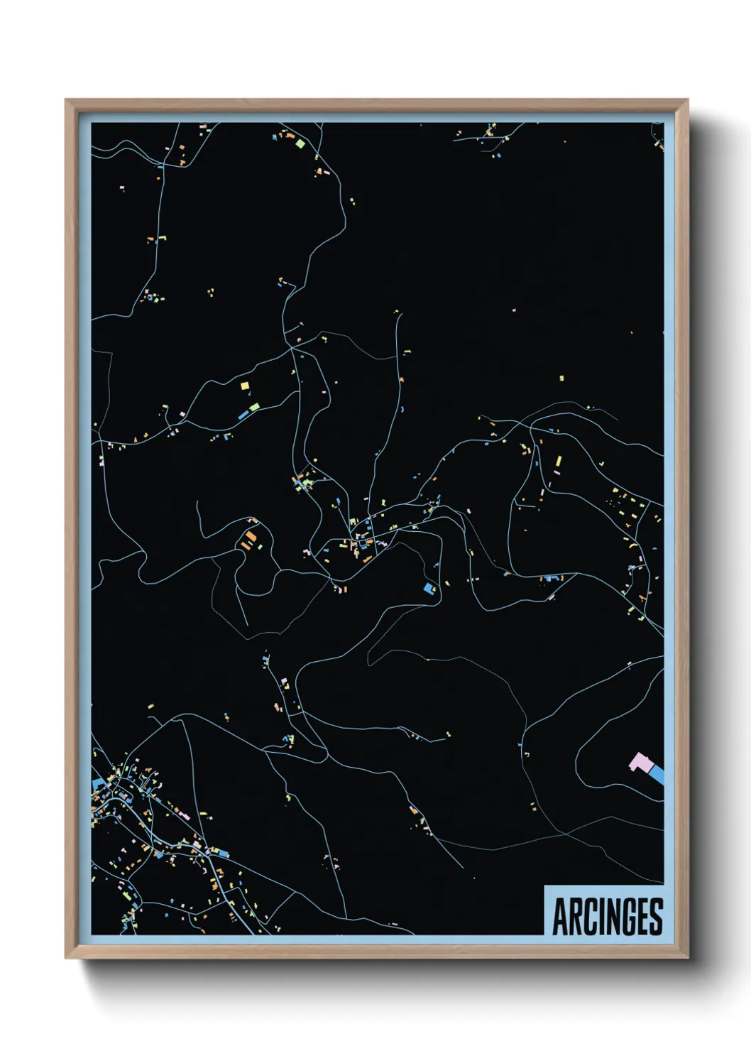 Une affiche de carte sur Arcinges