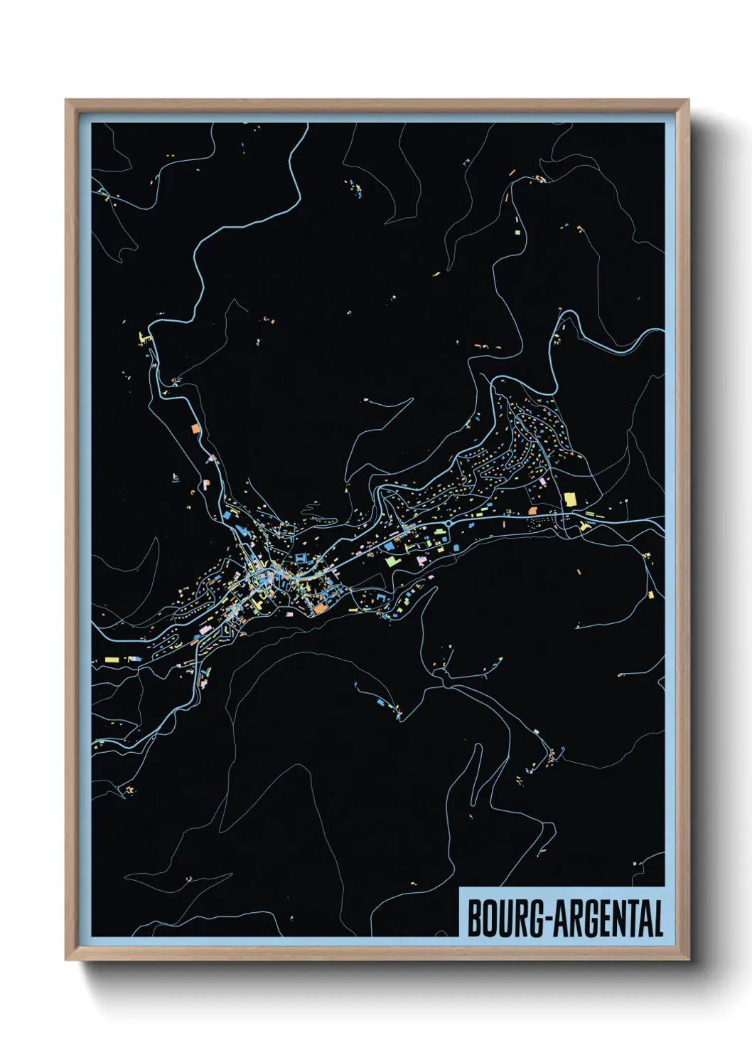 Une affiche de carte sur Bourg-Argental