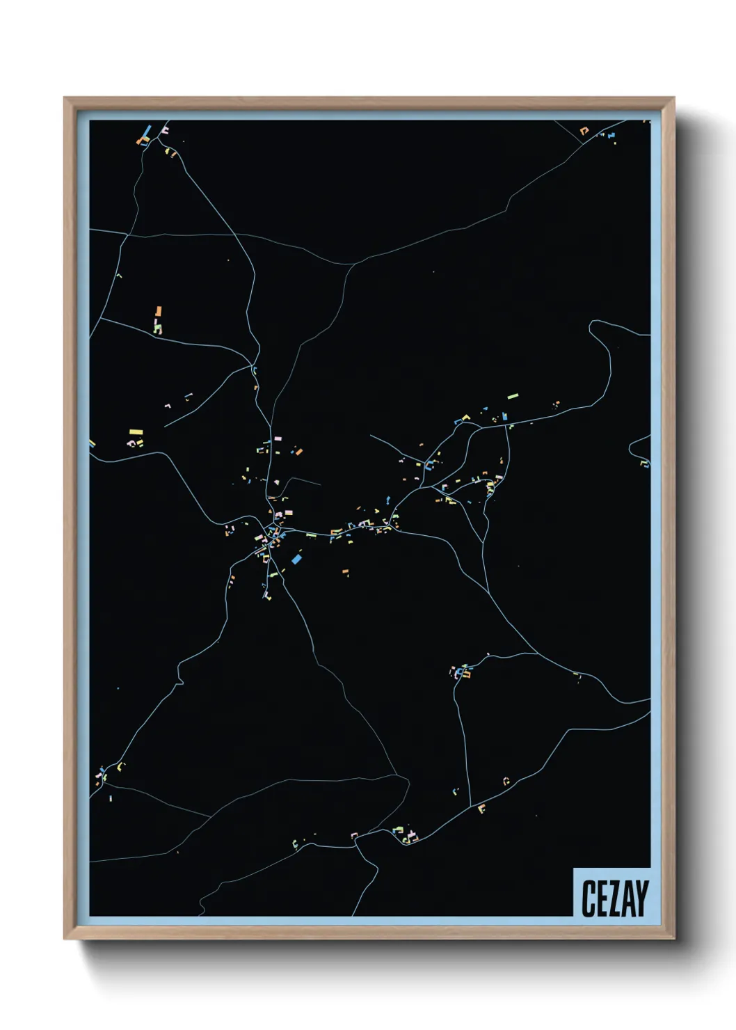 Une affiche de carte sur Cezay