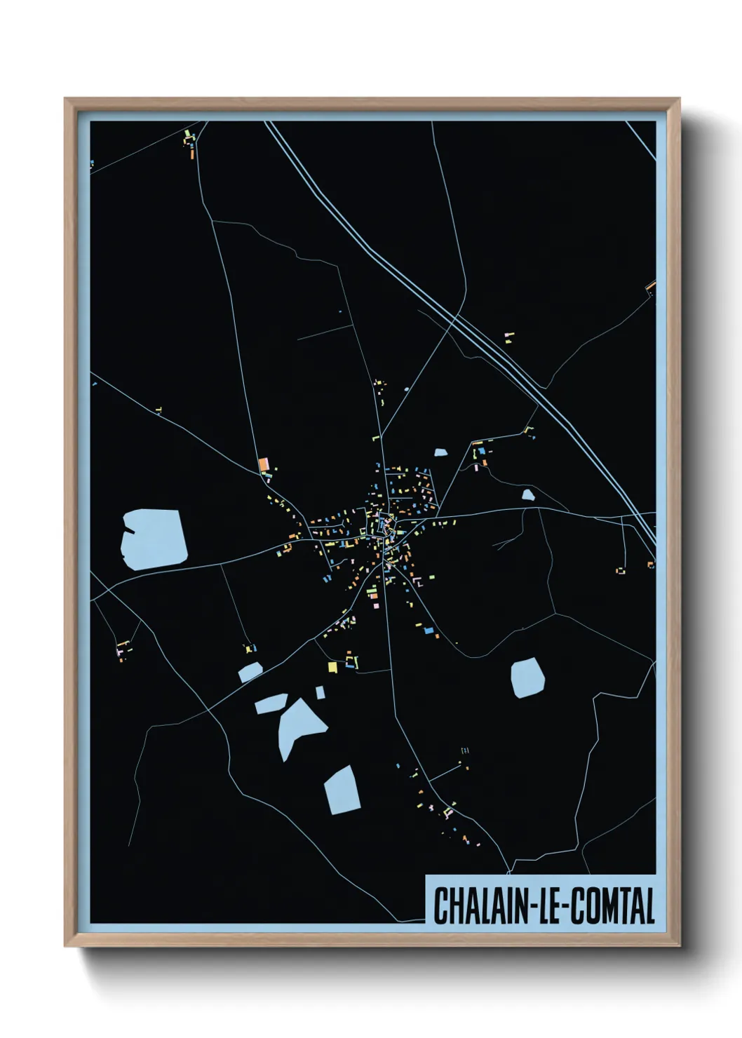 Une affiche de carte sur Chalain-le-Comtal