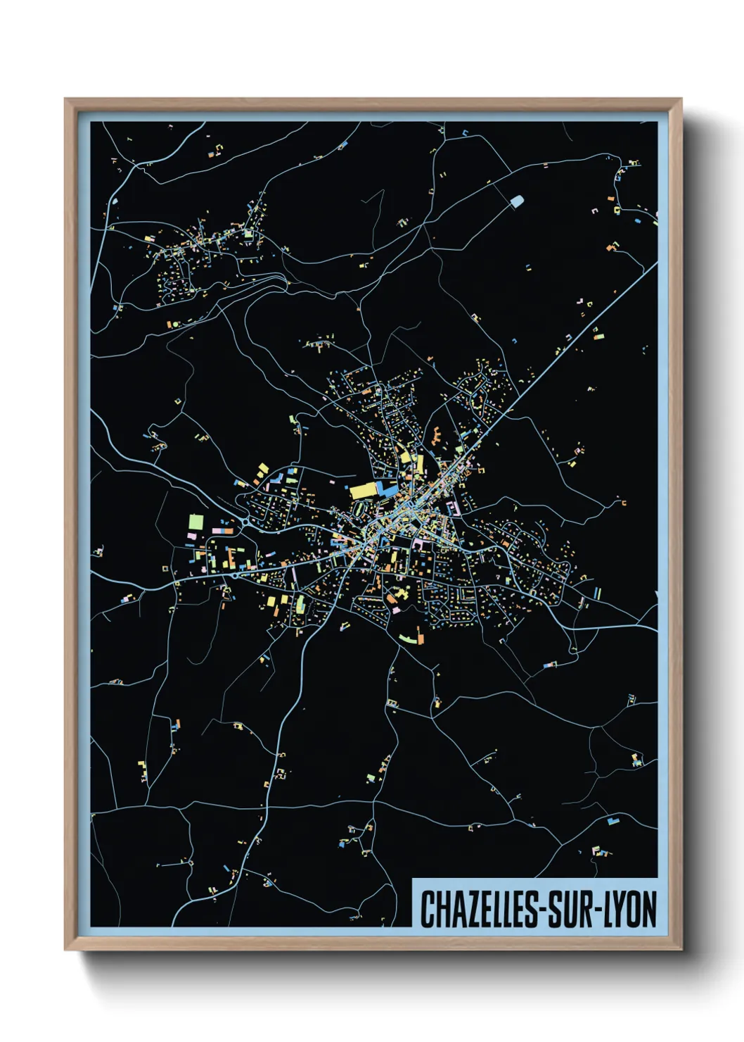 Une affiche de carte sur Chazelles-sur-Lyon