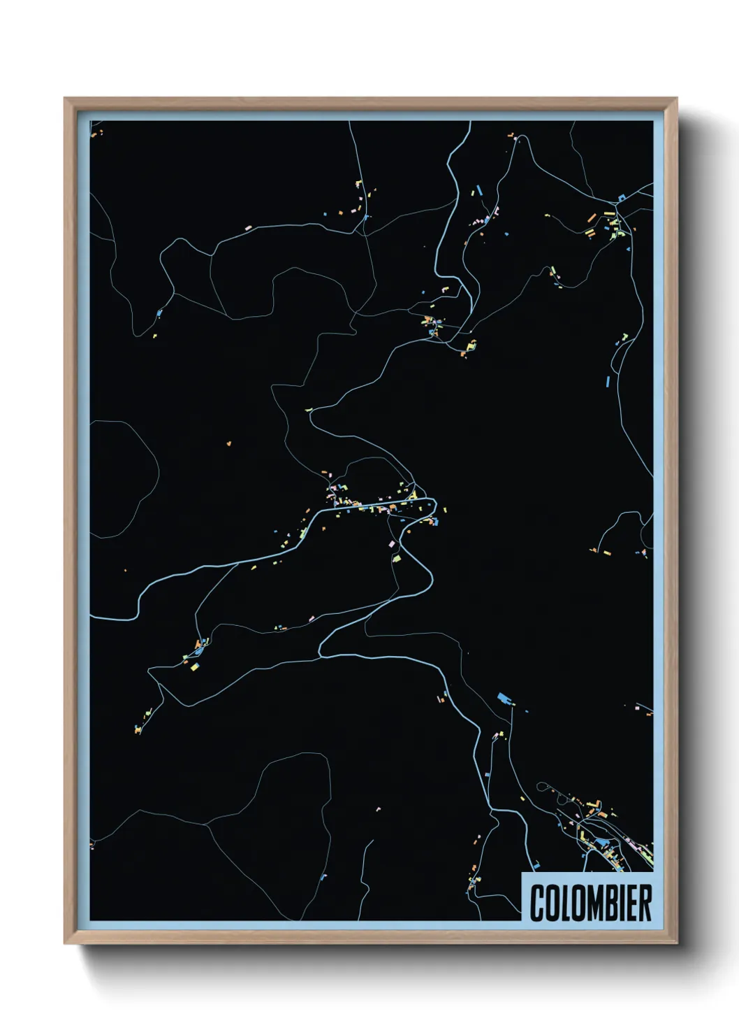 Une affiche de carte sur Colombier