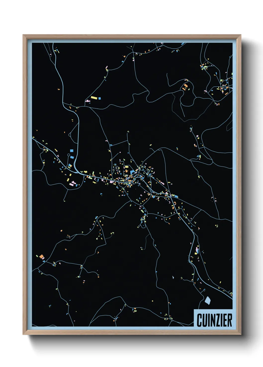 Une affiche de carte sur Cuinzier