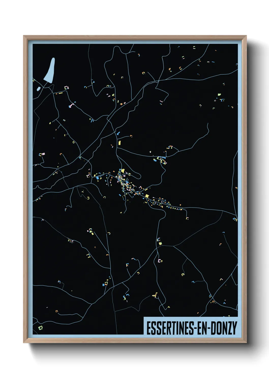 Une affiche de carte sur Essertines-en-Donzy