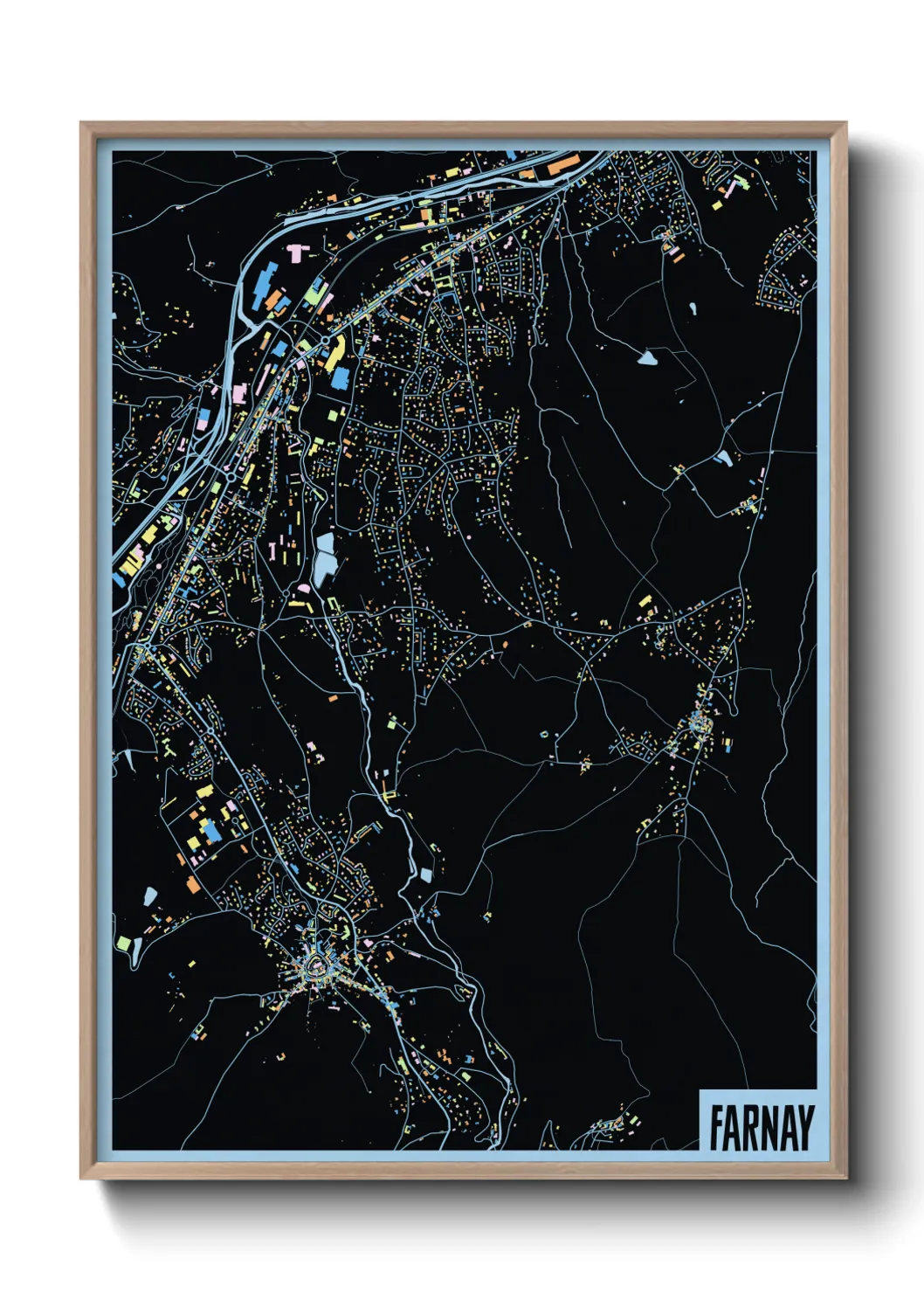 Une affiche de carte sur Farnay