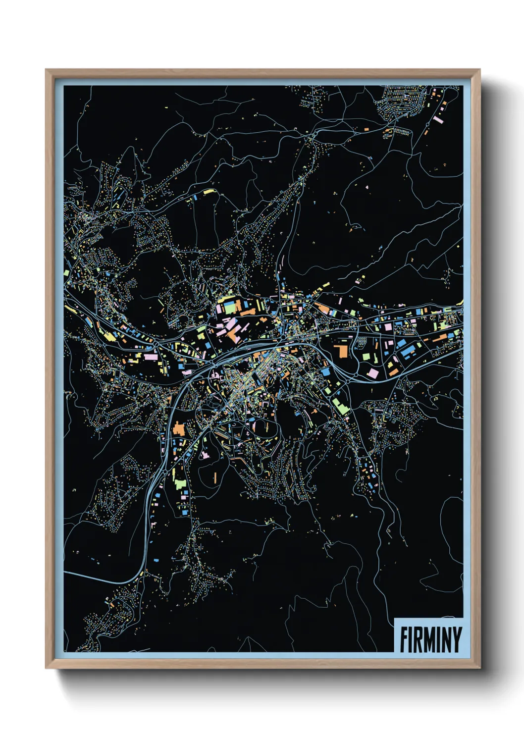 Une affiche de carte sur Firminy