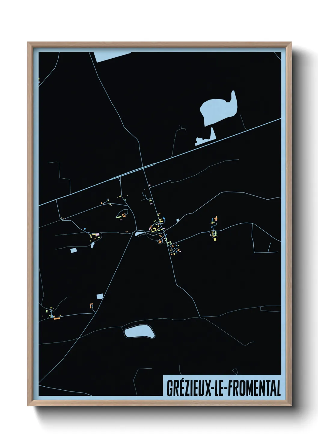 Une affiche de carte sur Grézieux-le-Fromental