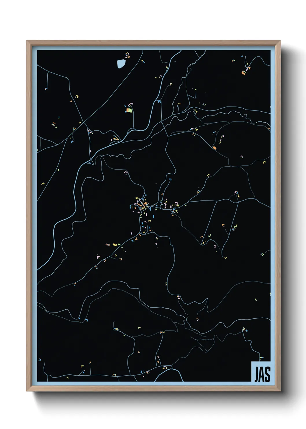 Une affiche de carte sur Jas