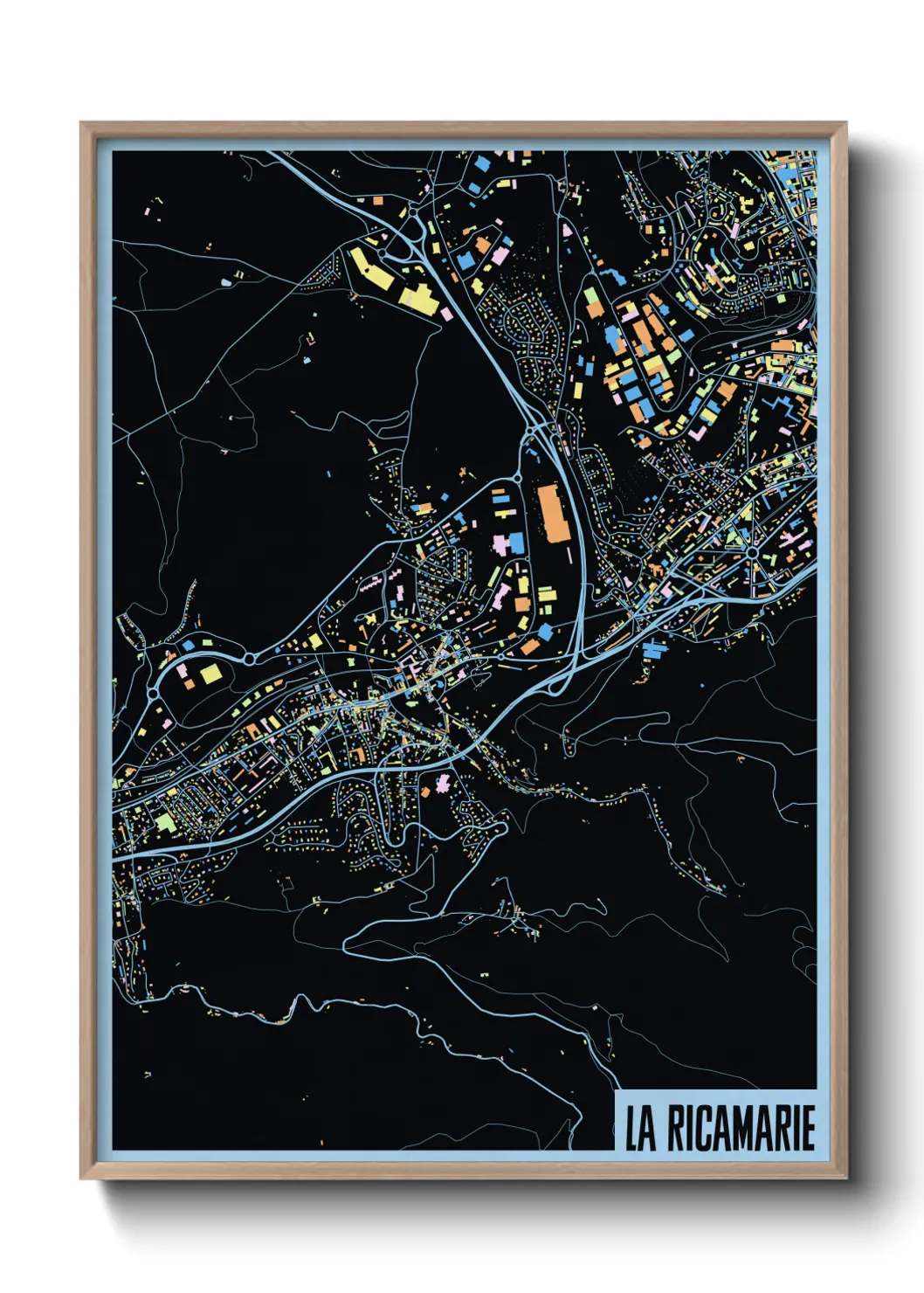 Une affiche de carte sur La Ricamarie