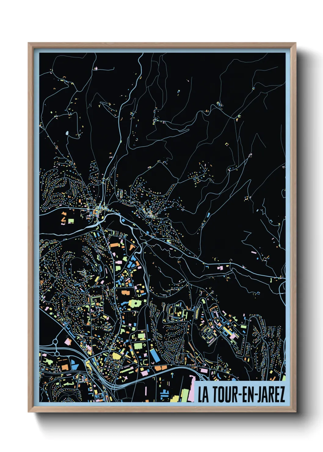 Une affiche de carte sur La Tour-en-Jarez