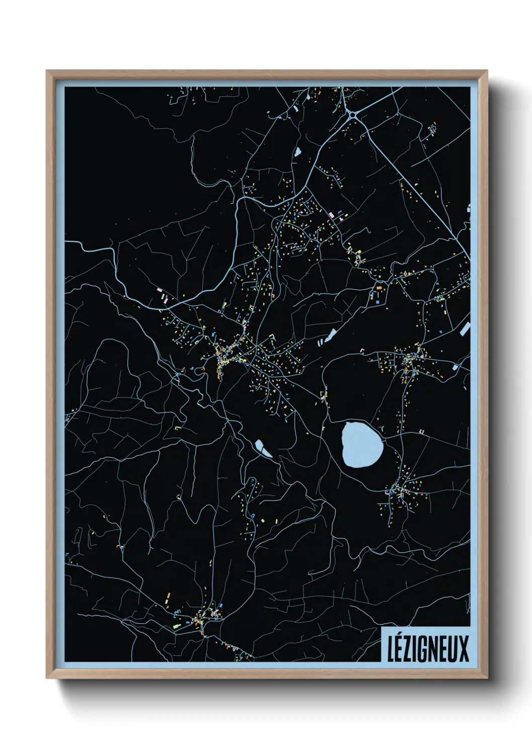 Une affiche de carte sur Lézigneux