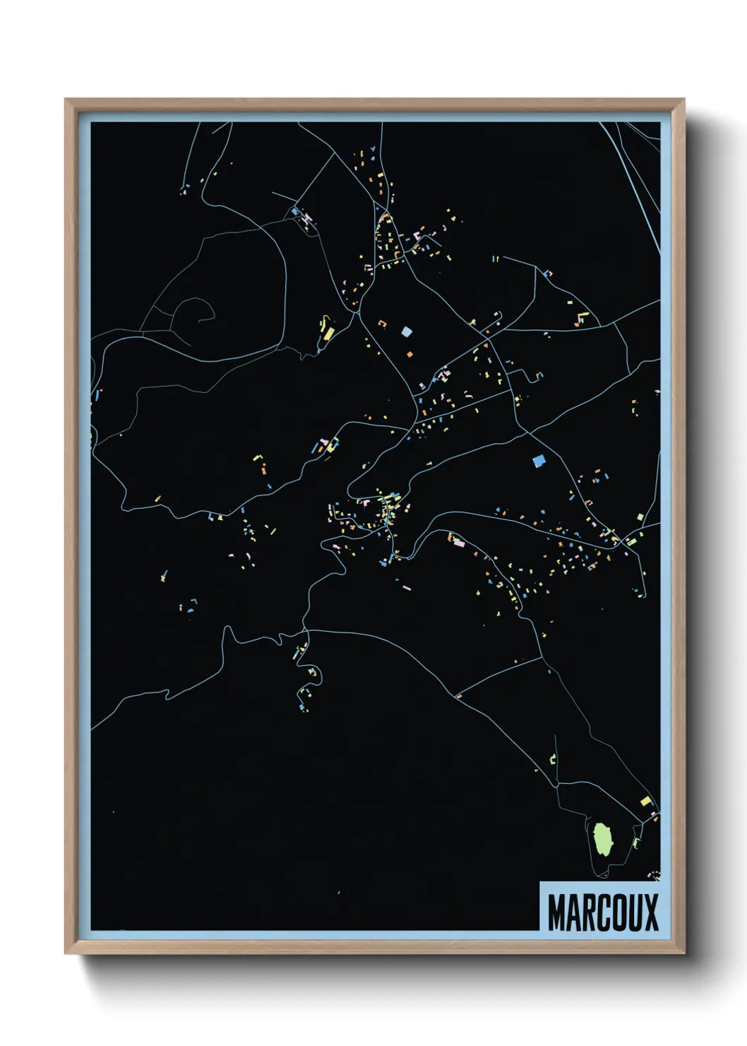 Une affiche de carte sur Marcoux