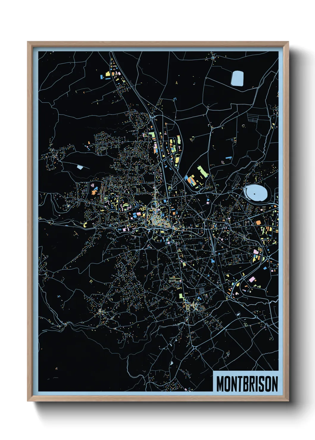 Une affiche de carte sur Montbrison
