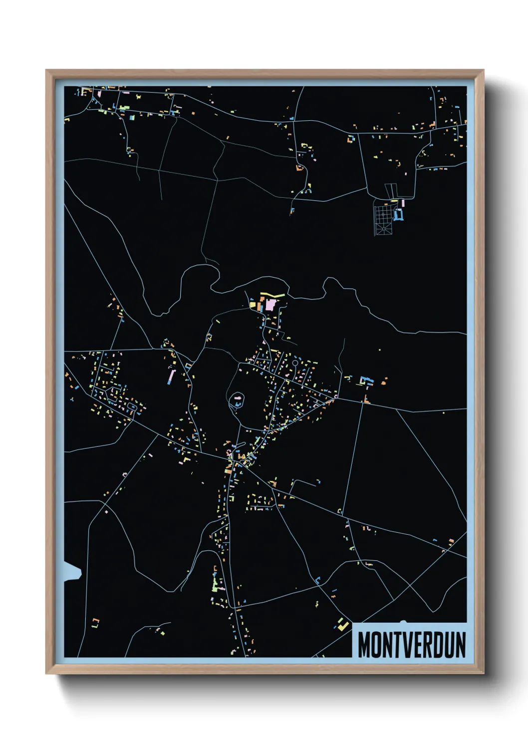 Une affiche de carte sur Montverdun