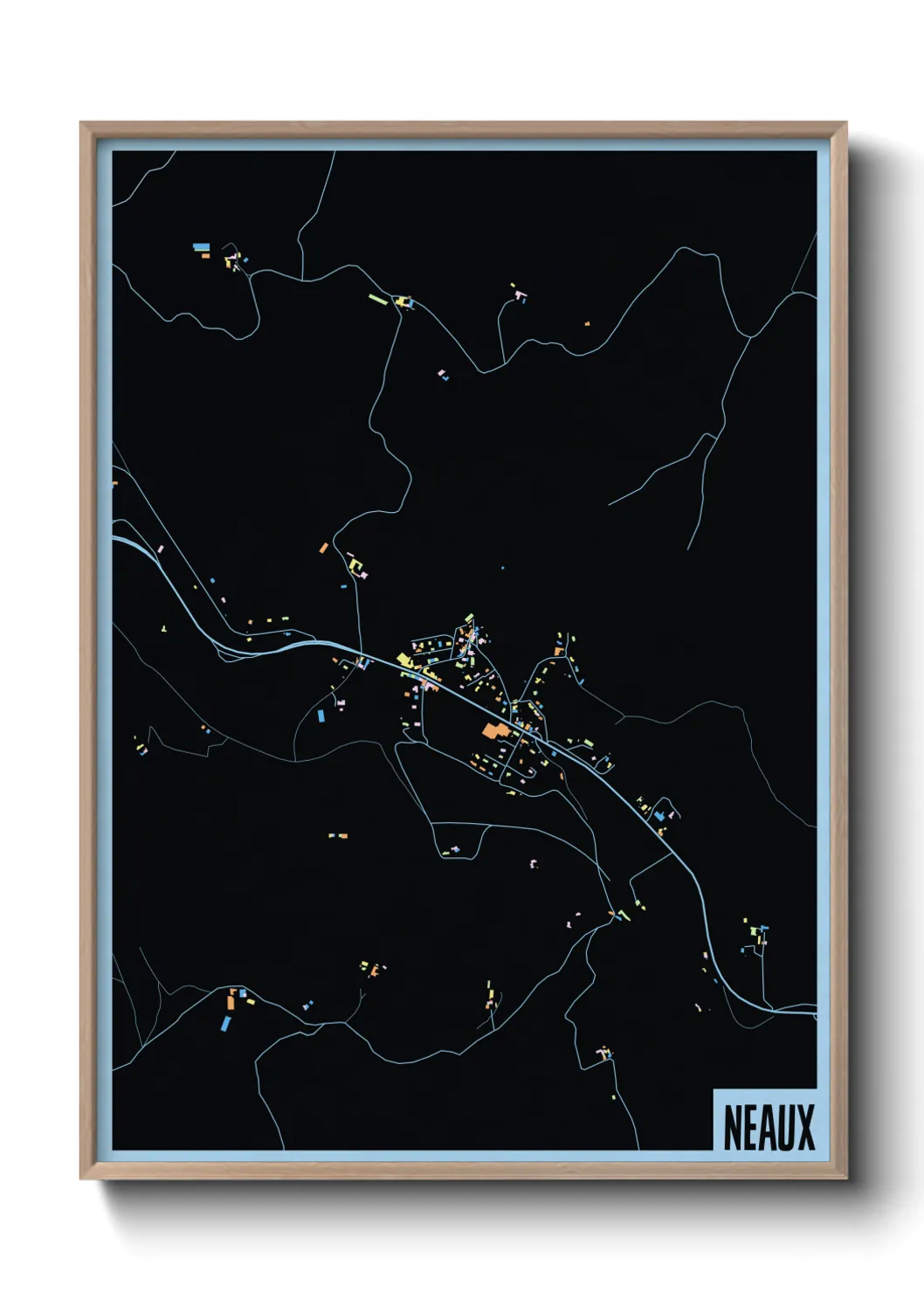 Une affiche de carte sur Neaux