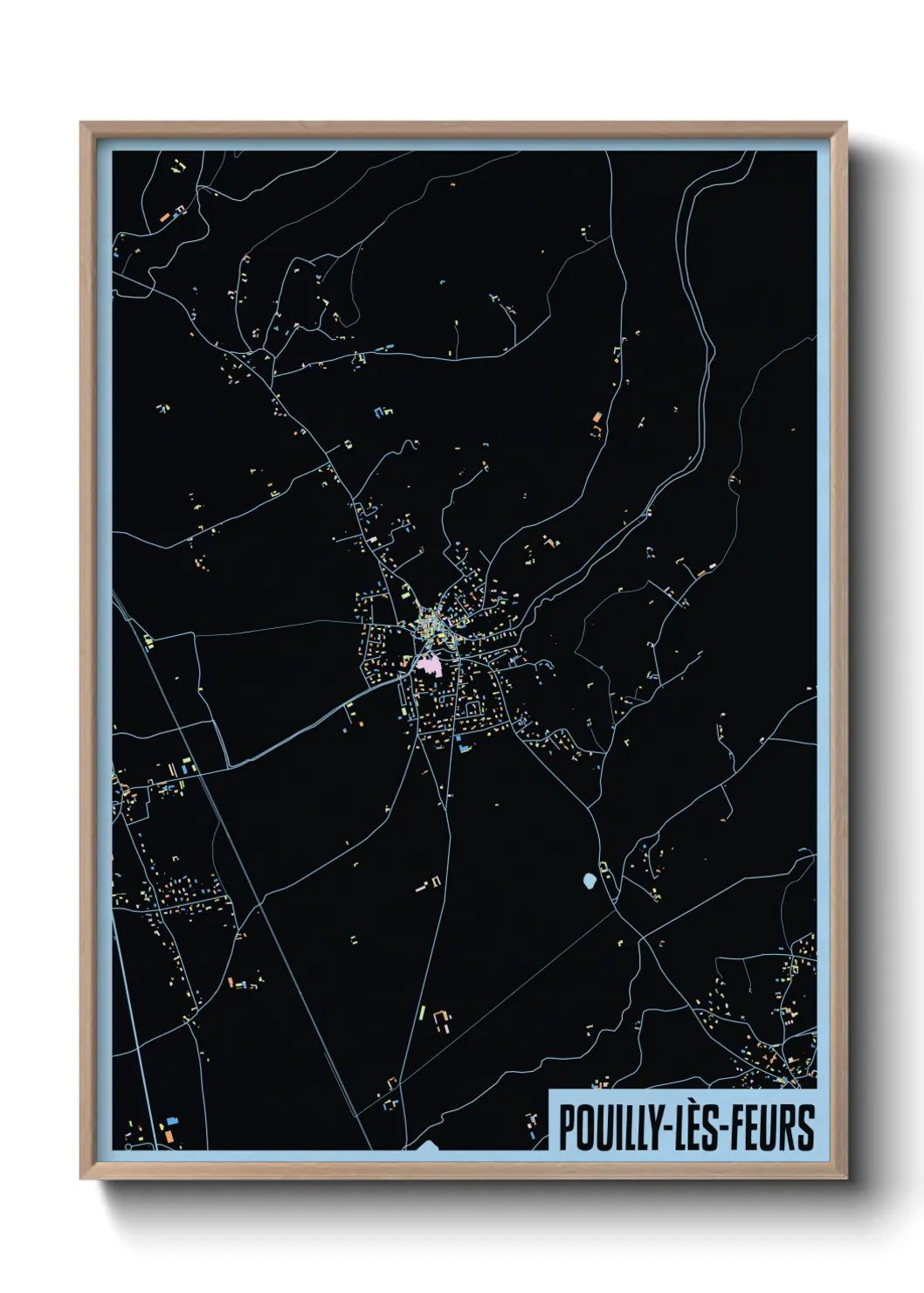 Une affiche de carte sur Pouilly-lès-Feurs