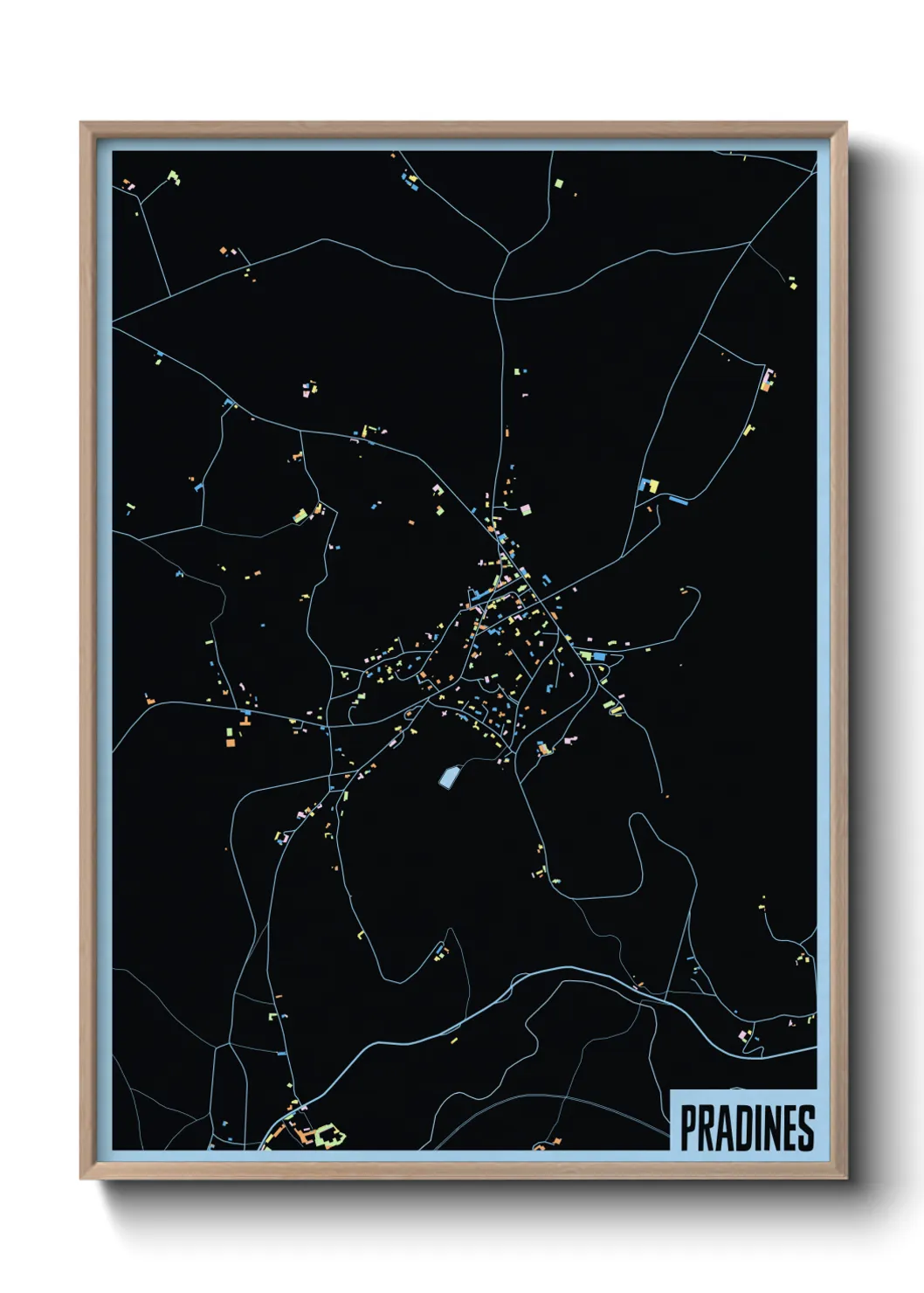 Une affiche de carte sur Pradines