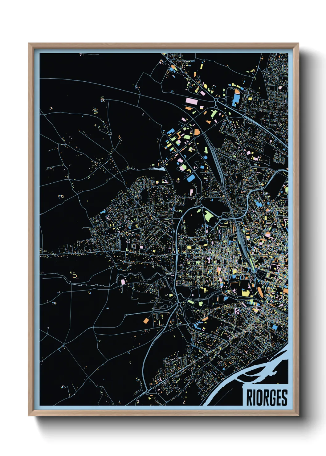 Une affiche de carte sur Riorges