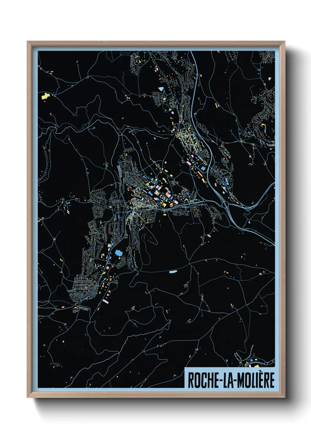 Une affiche de carte sur Roche-la-Molière