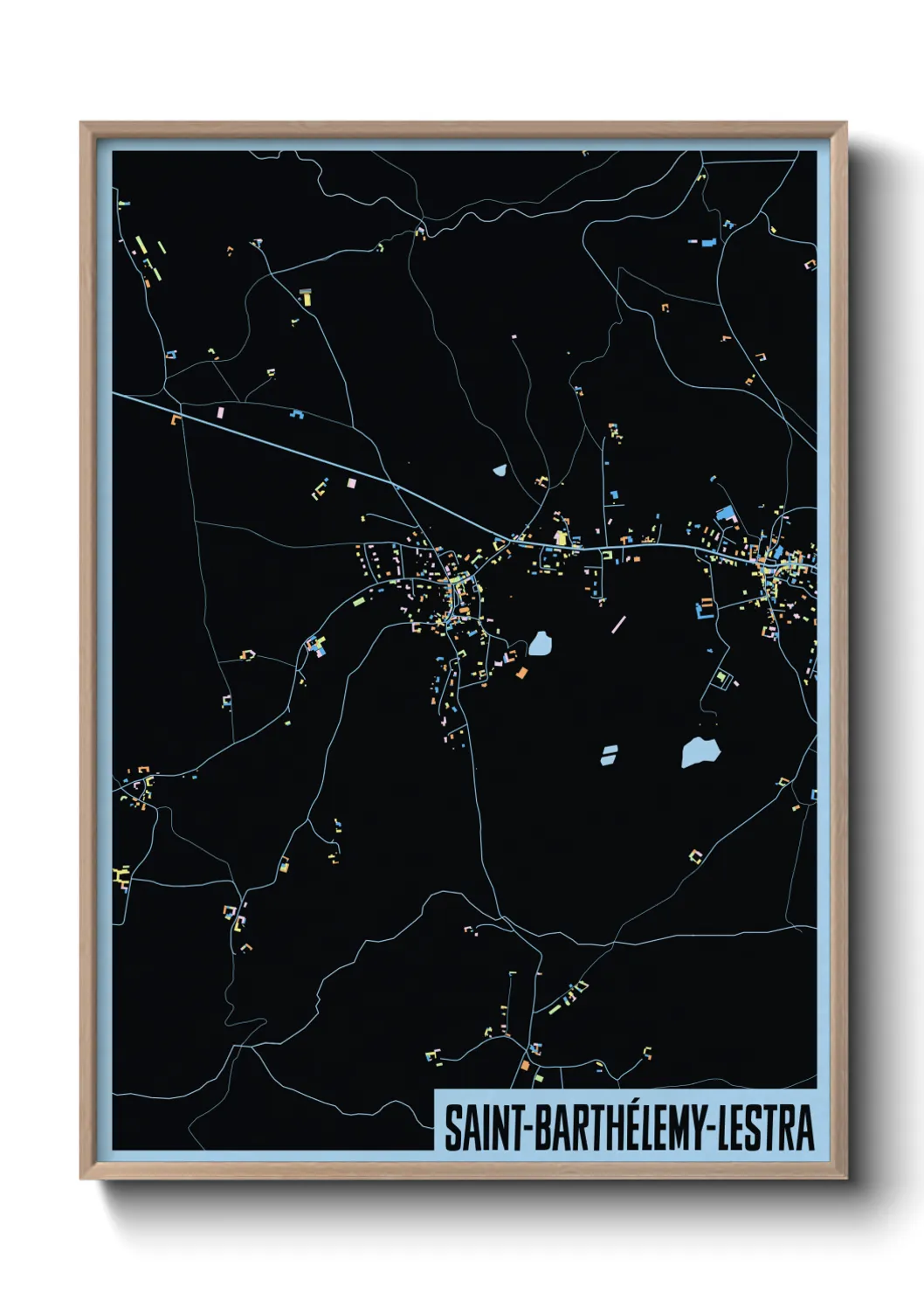 Une affiche de carte sur Saint-Barthélemy-Lestra