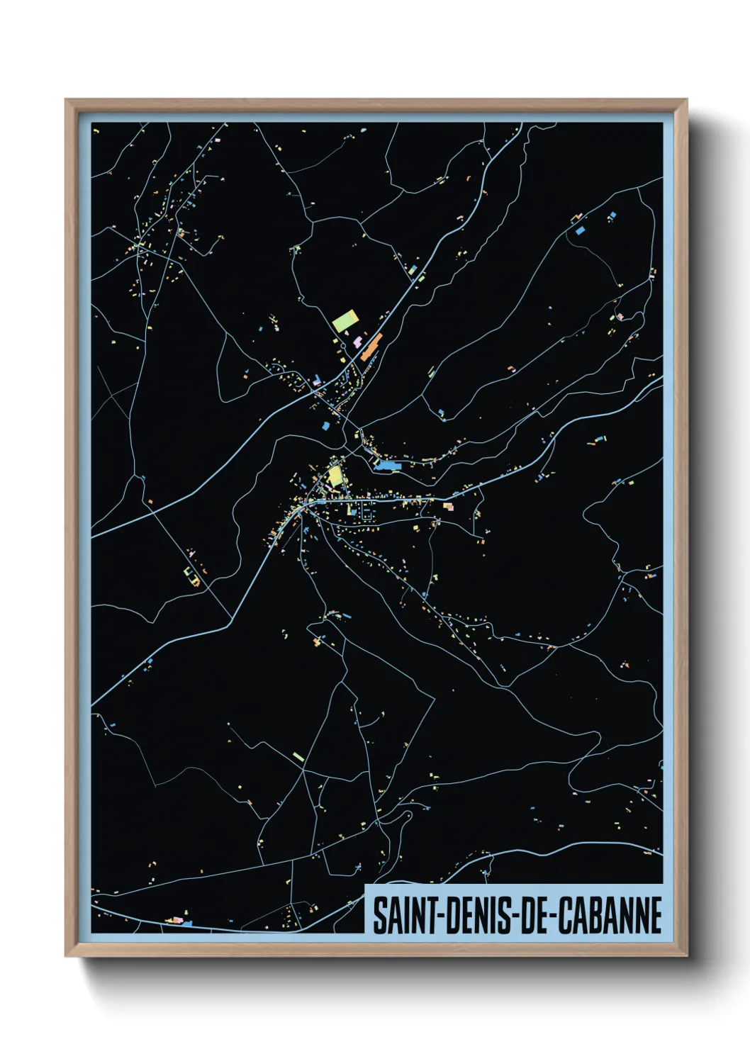 Une affiche de carte sur Saint-Denis-de-Cabanne