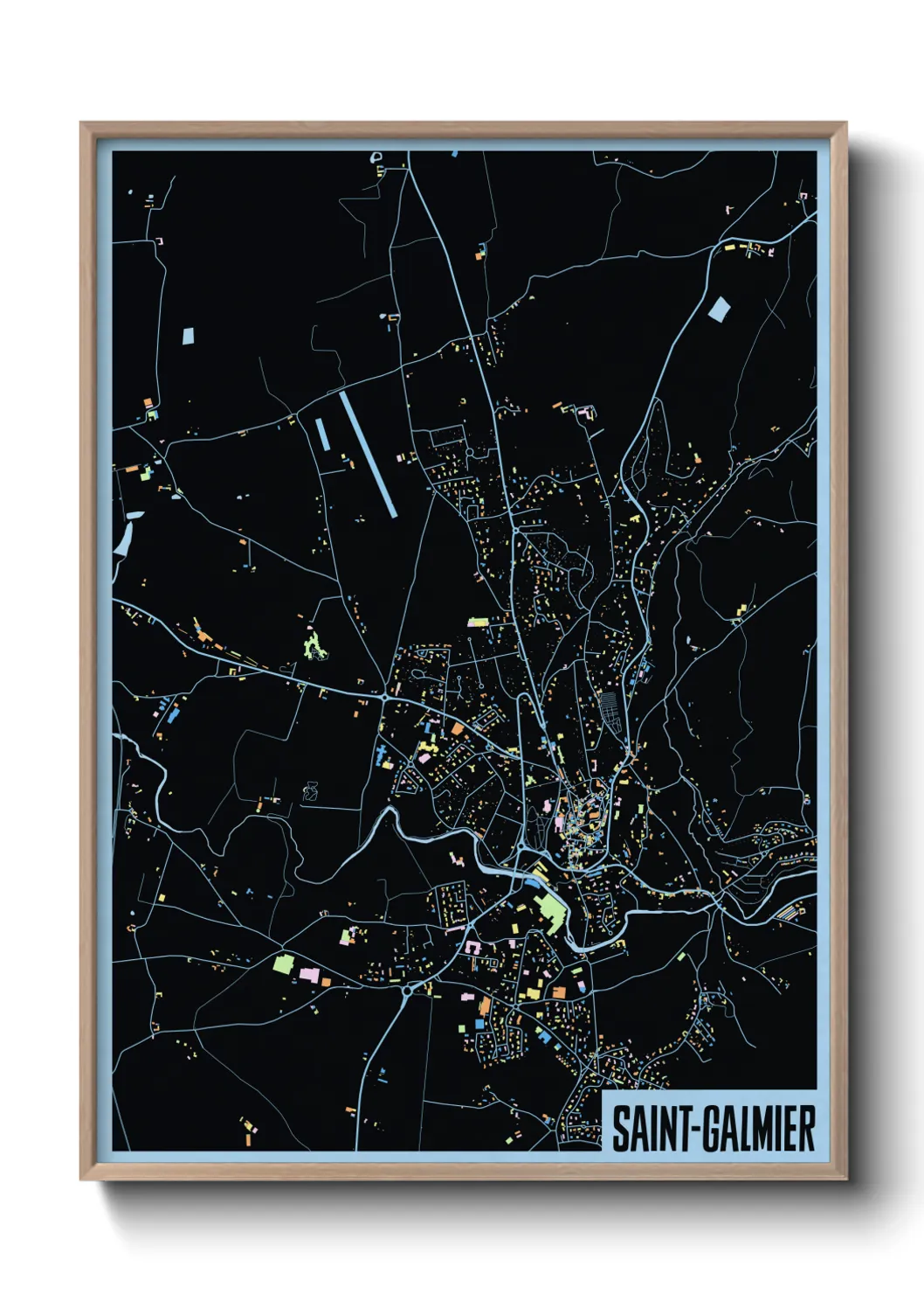 Une affiche de carte sur Saint-Galmier