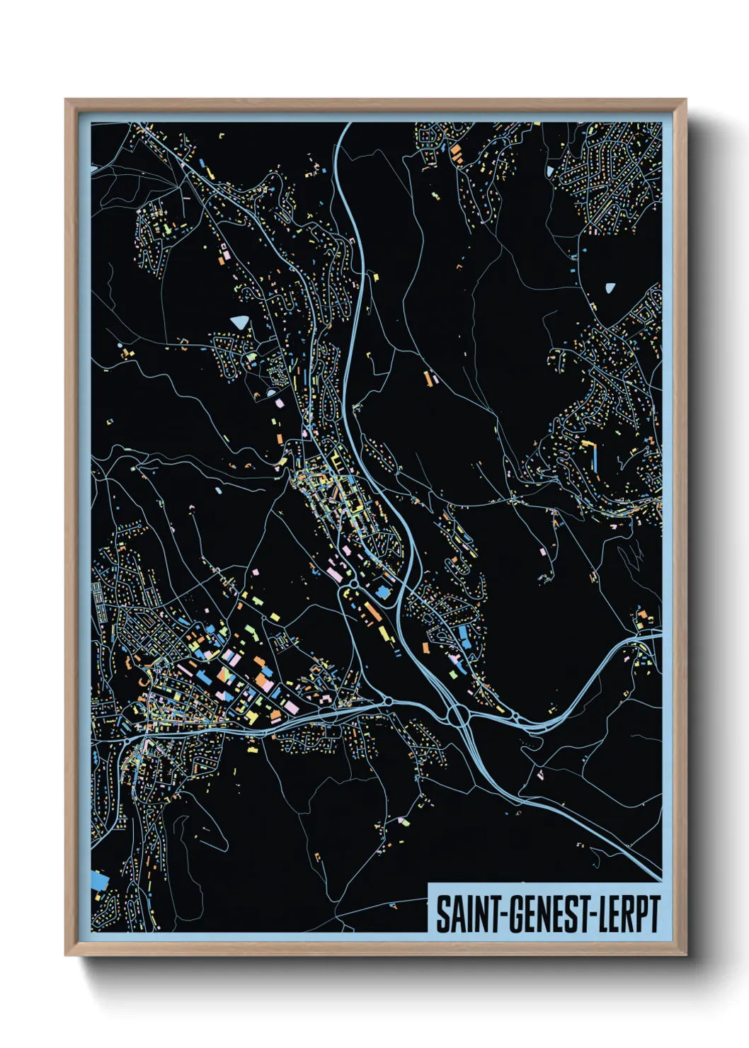 Une affiche de carte sur Saint-Genest-Lerpt