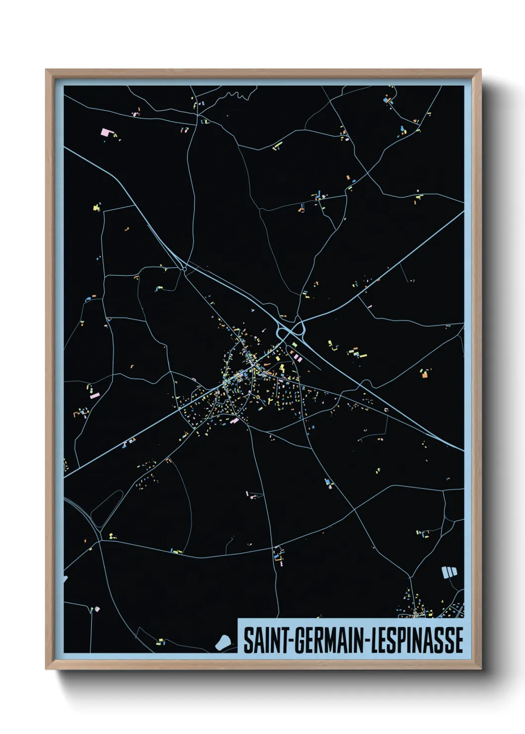 Une affiche de carte sur Saint-Germain-Lespinasse