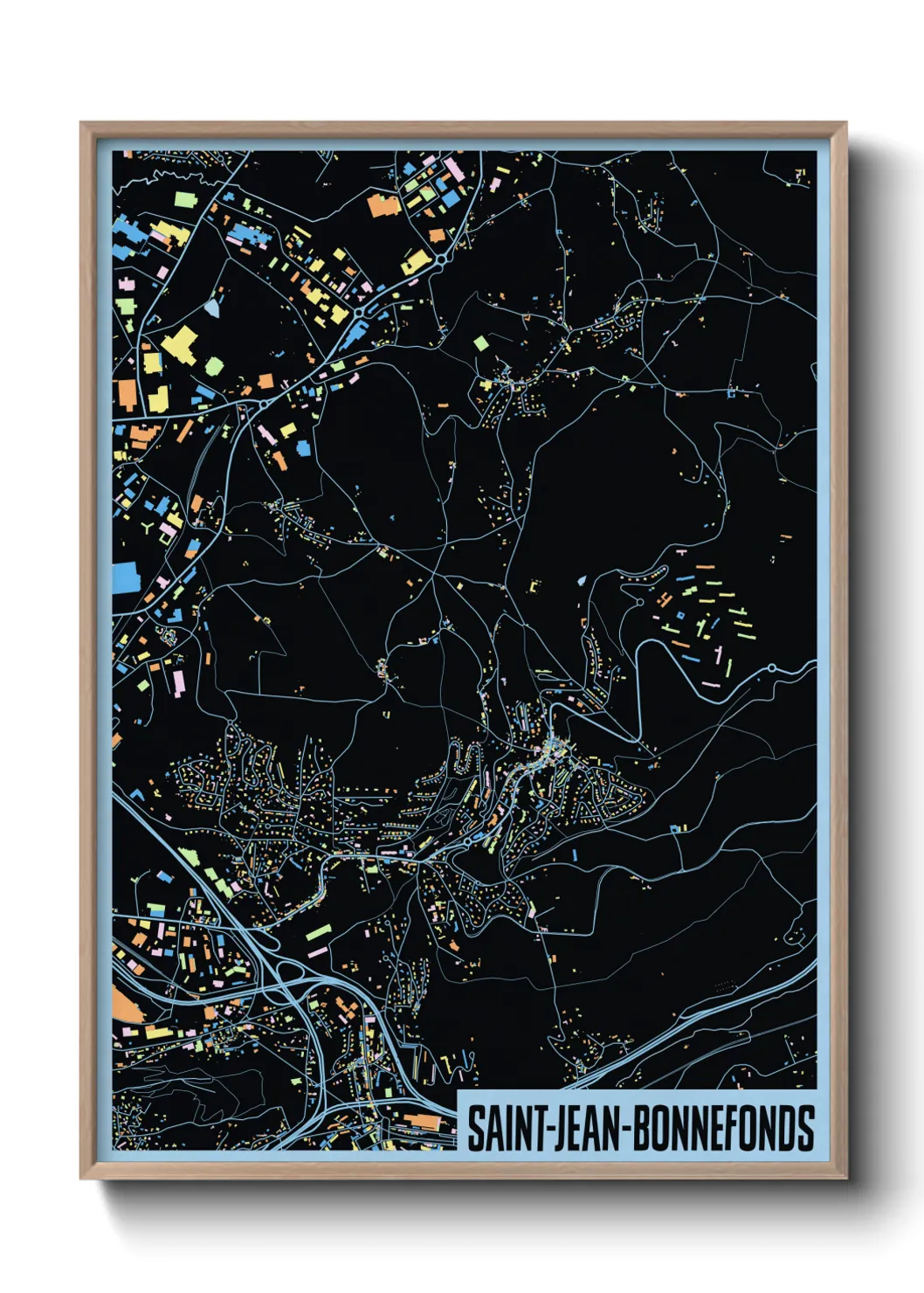 Une affiche de carte sur Saint-Jean-Bonnefonds