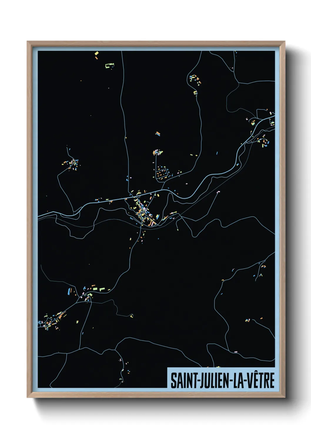 Une affiche de carte sur Saint-Julien-la-Vêtre