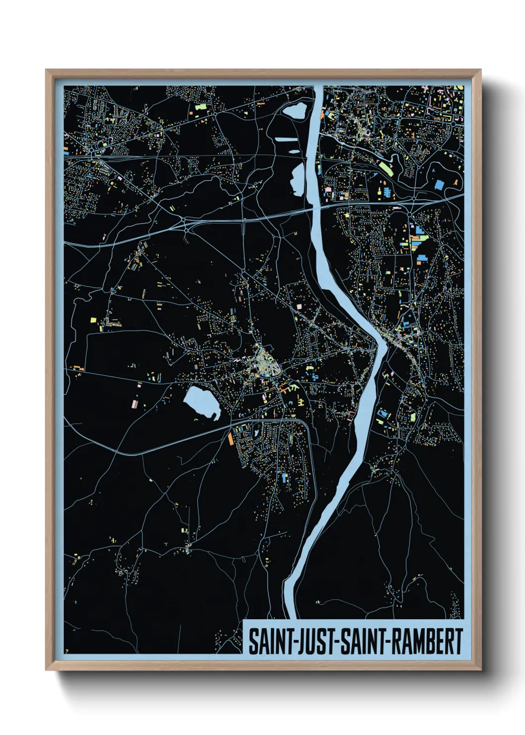 Une affiche de carte sur Saint-Just-Saint-Rambert