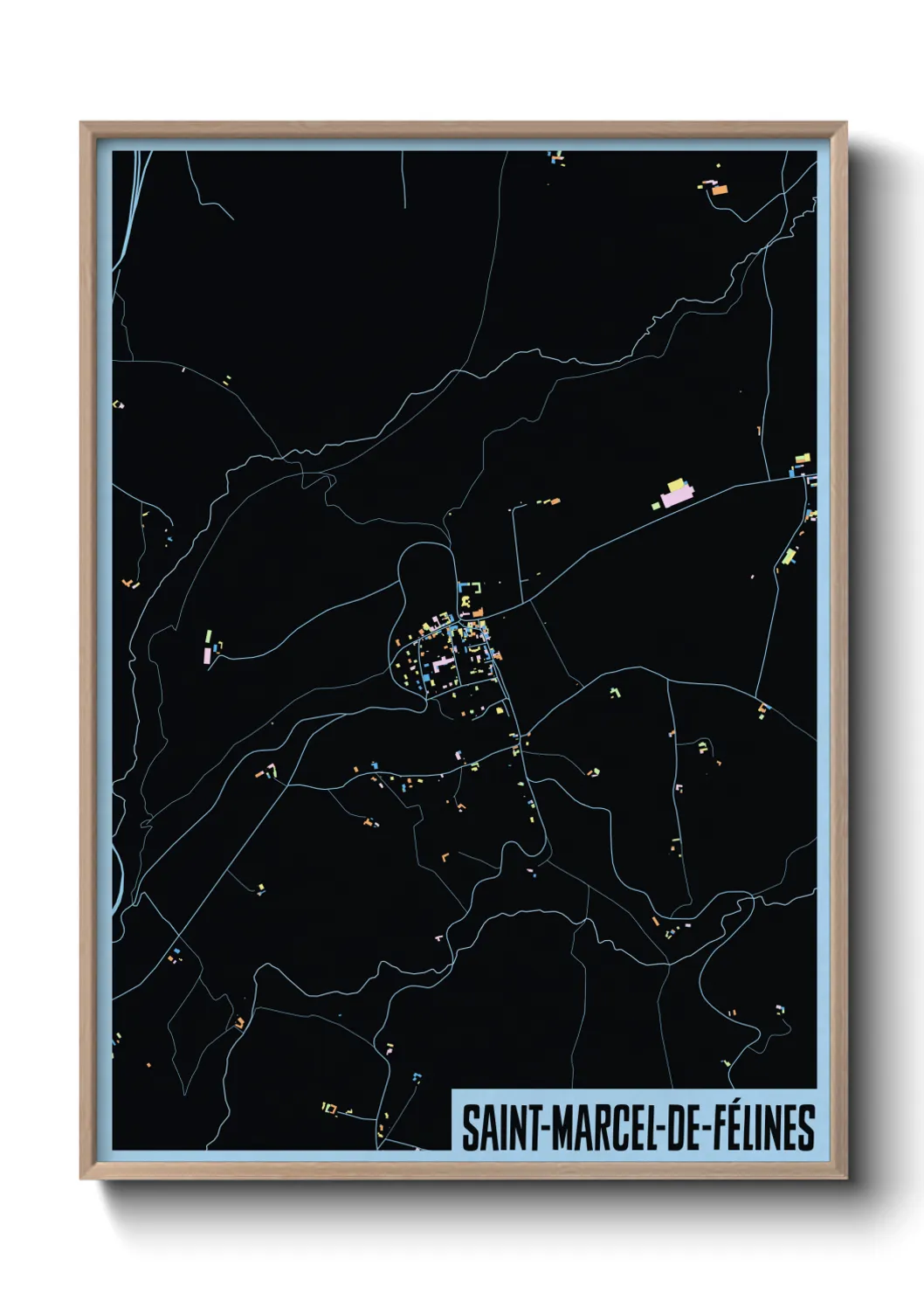 Une affiche de carte sur Saint-Marcel-de-Félines