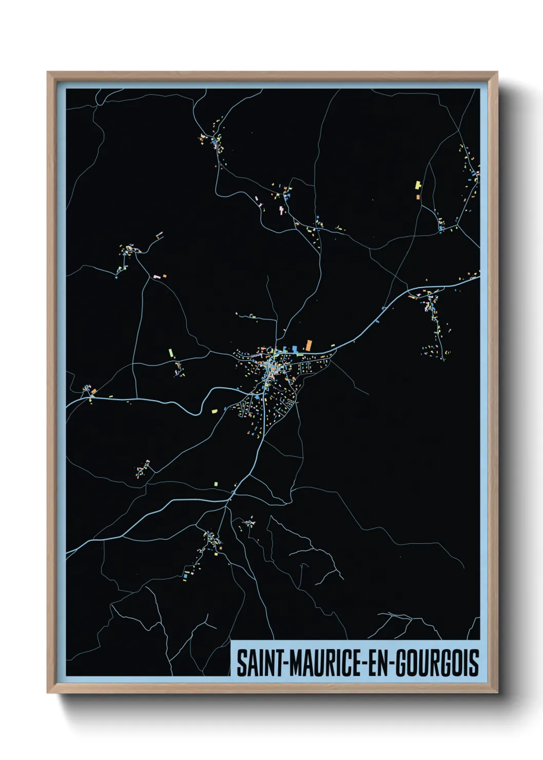 Une affiche de carte sur Saint-Maurice-en-Gourgois