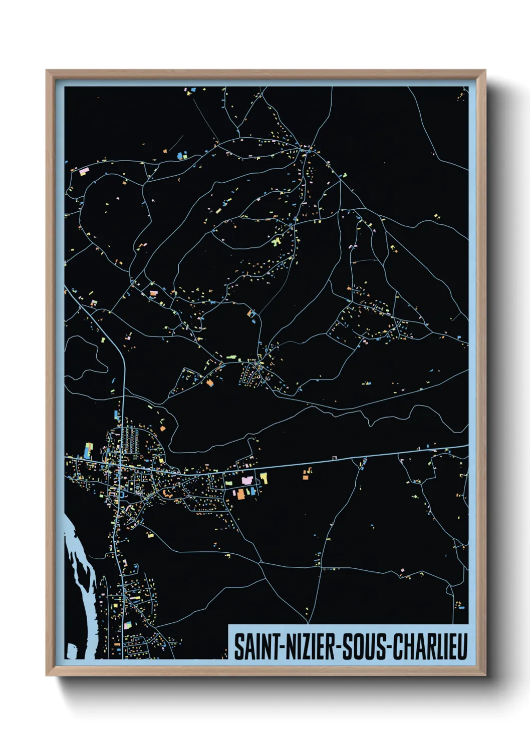 Une affiche de carte sur Saint-Nizier-sous-Charlieu