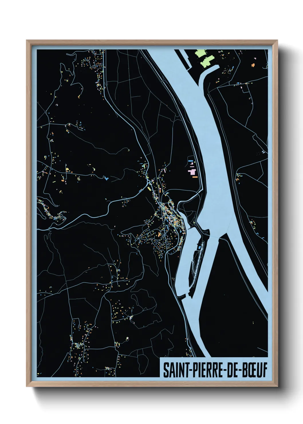 Une affiche de carte sur Saint-Pierre-de-Bœuf