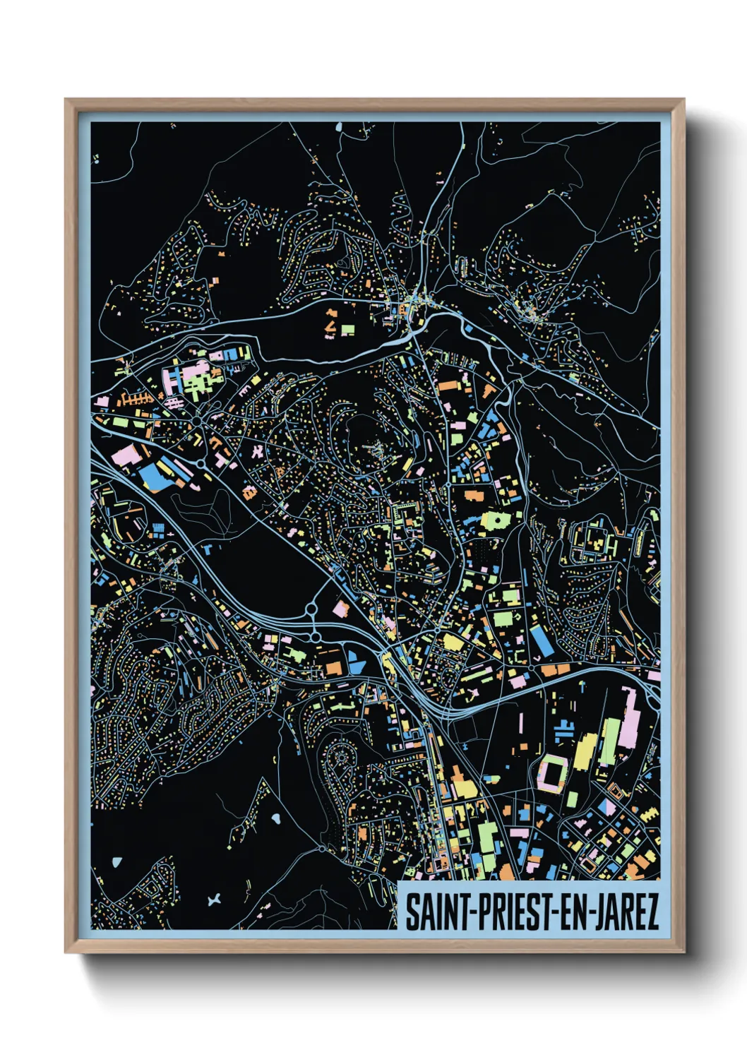 Une affiche de carte sur Saint-Priest-en-Jarez