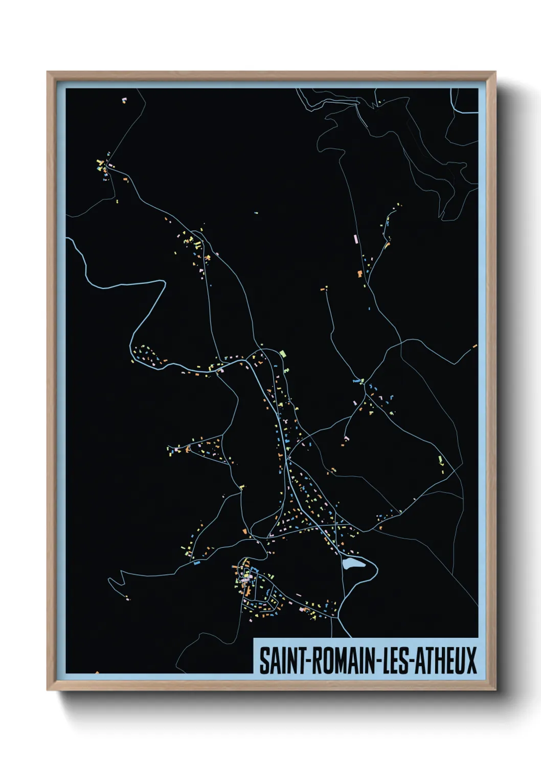 Une affiche de carte sur Saint-Romain-les-Atheux