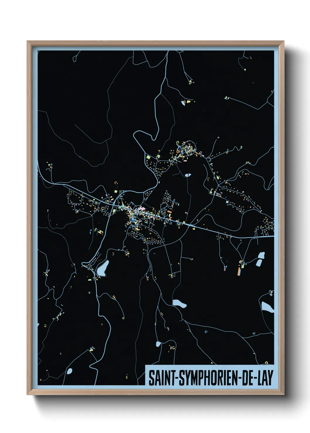 Une affiche de carte sur Saint-Symphorien-de-Lay