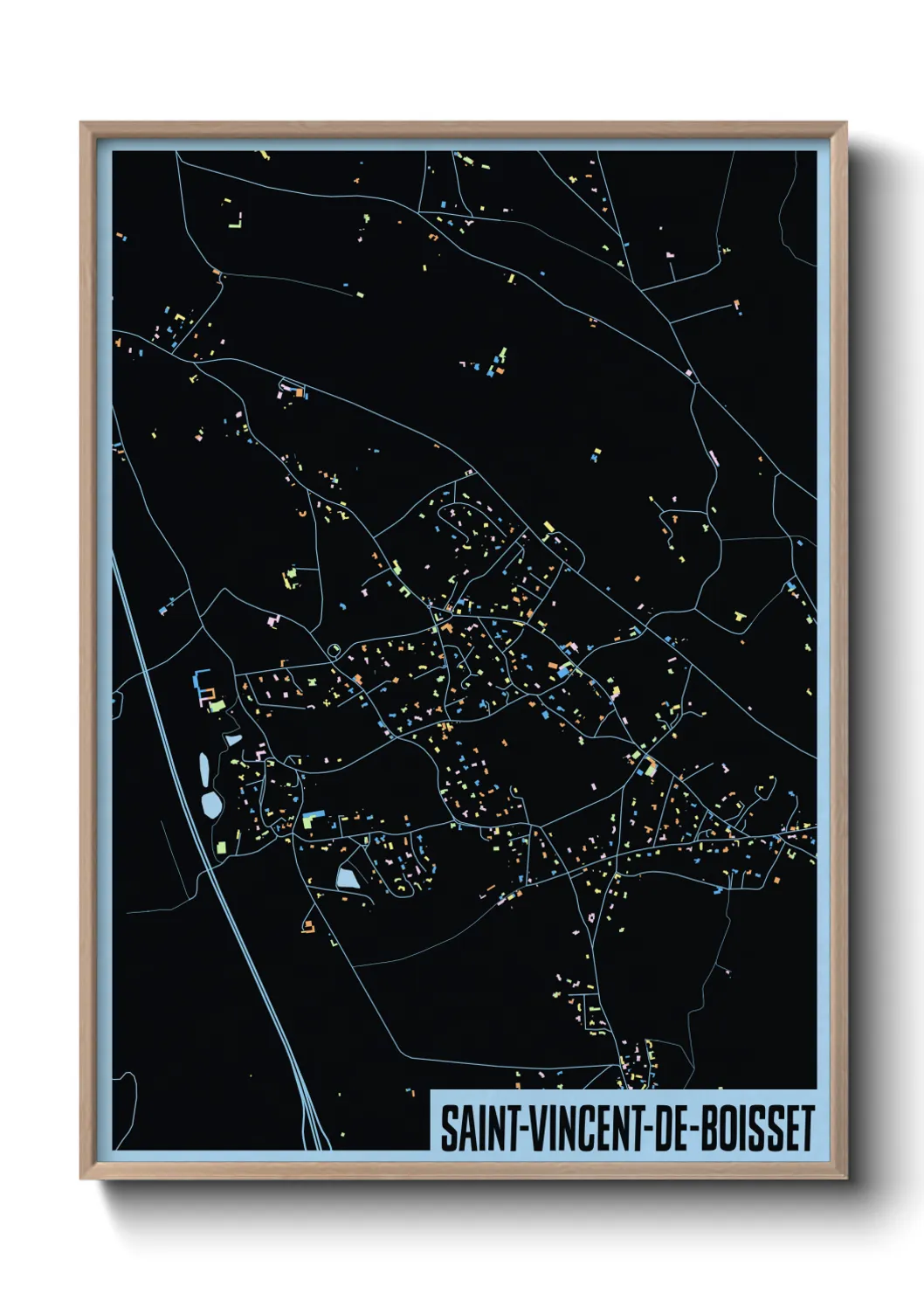 Une affiche de carte sur Saint-Vincent-de-Boisset