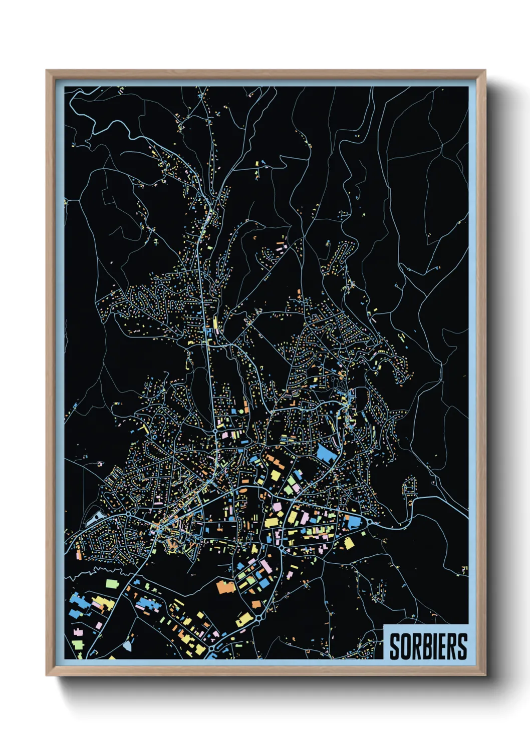 Une affiche de carte sur Sorbiers