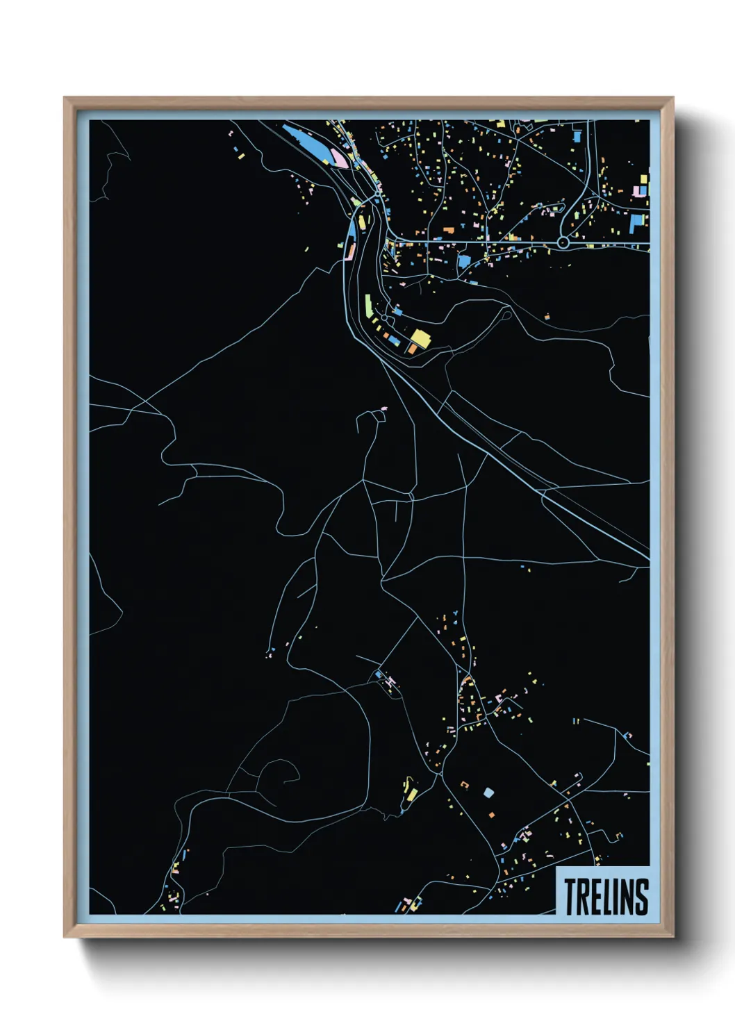 Une affiche de carte sur Trelins