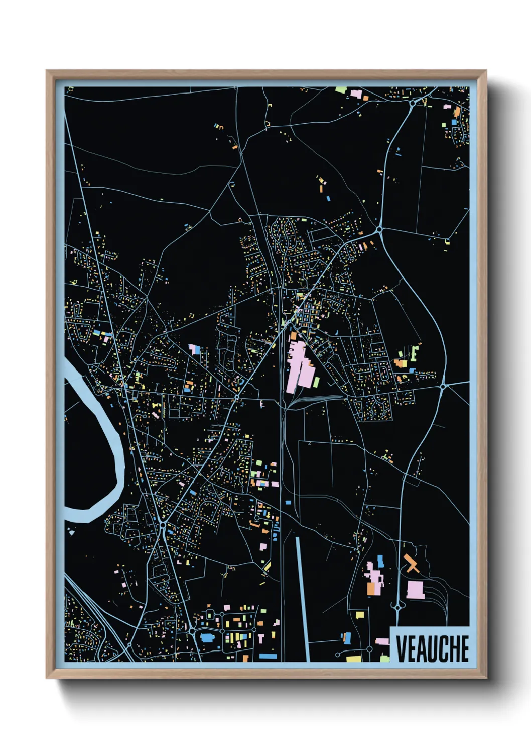 Une affiche de carte sur Veauche