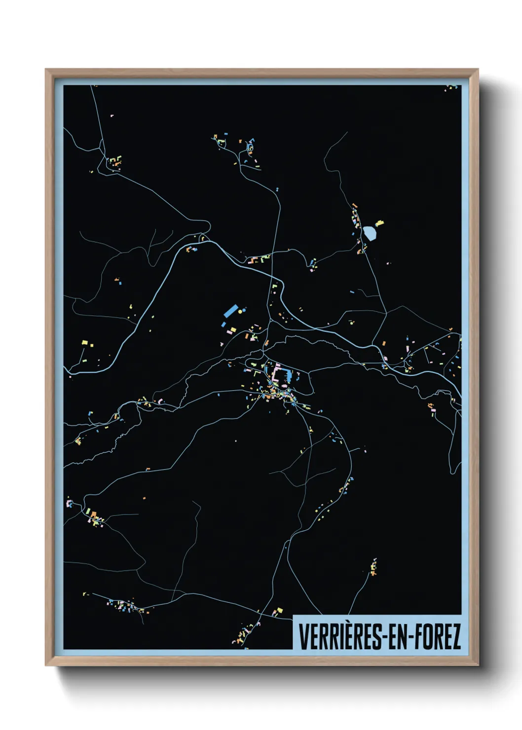 Une affiche de carte sur Verrières-en-Forez