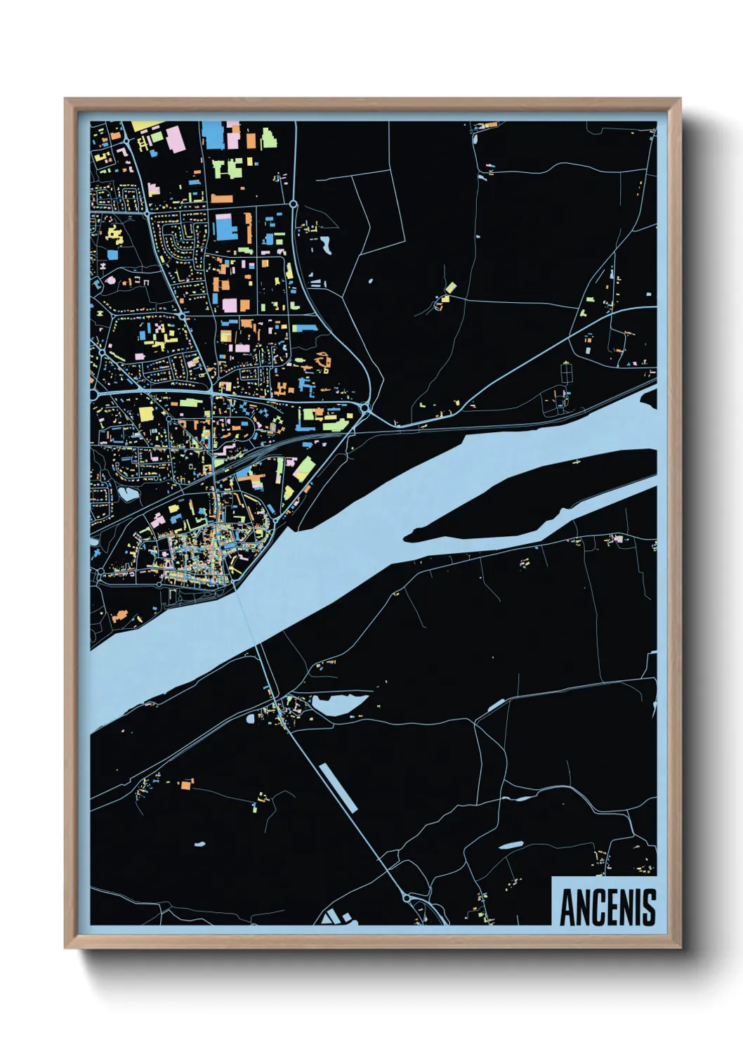 Une affiche de carte sur Ancenis