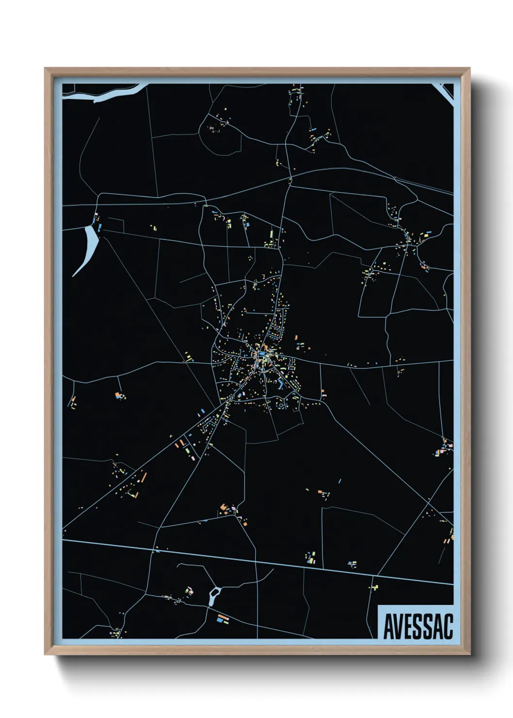 Une affiche de carte sur Avessac