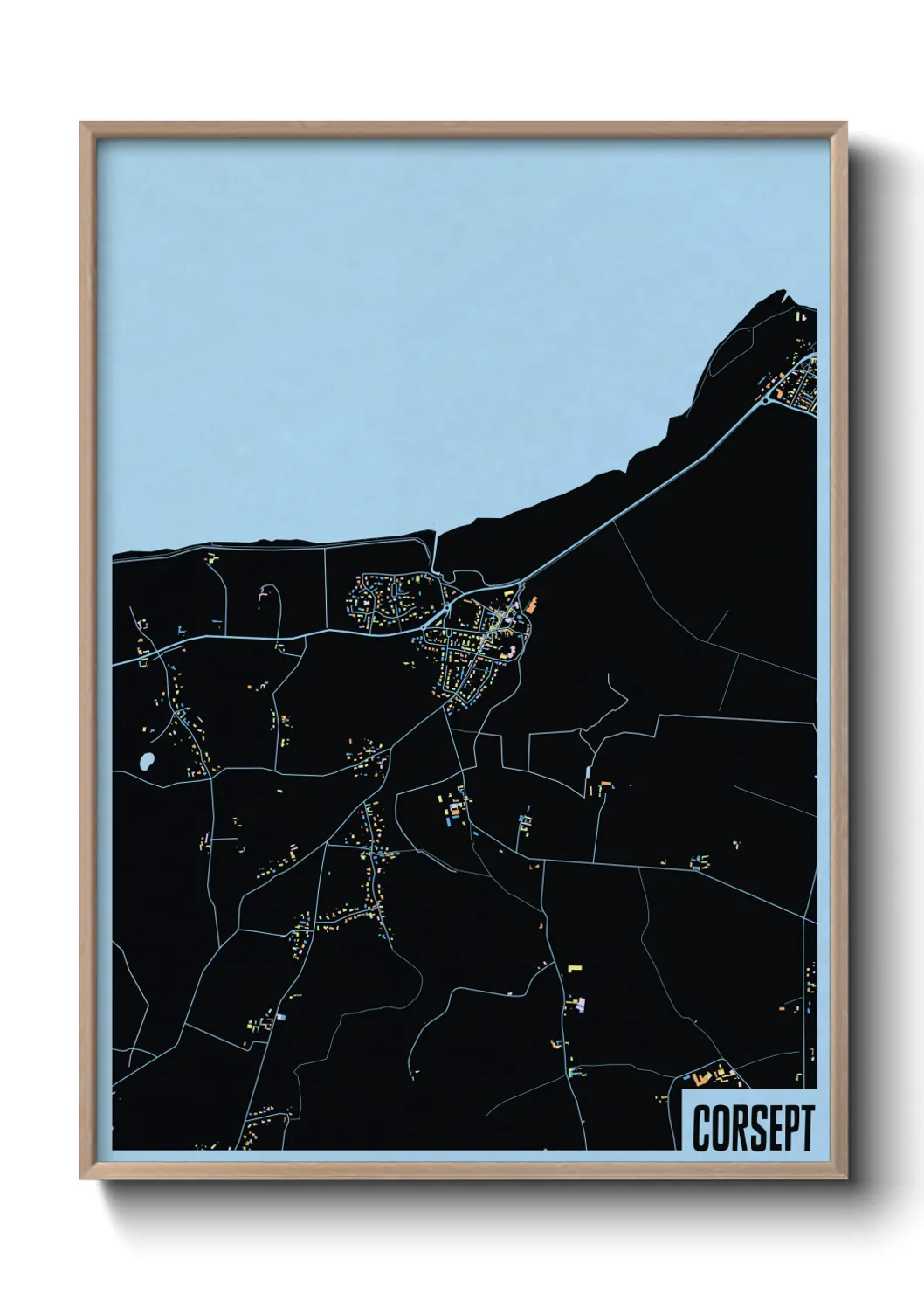 Une affiche de carte sur Corsept