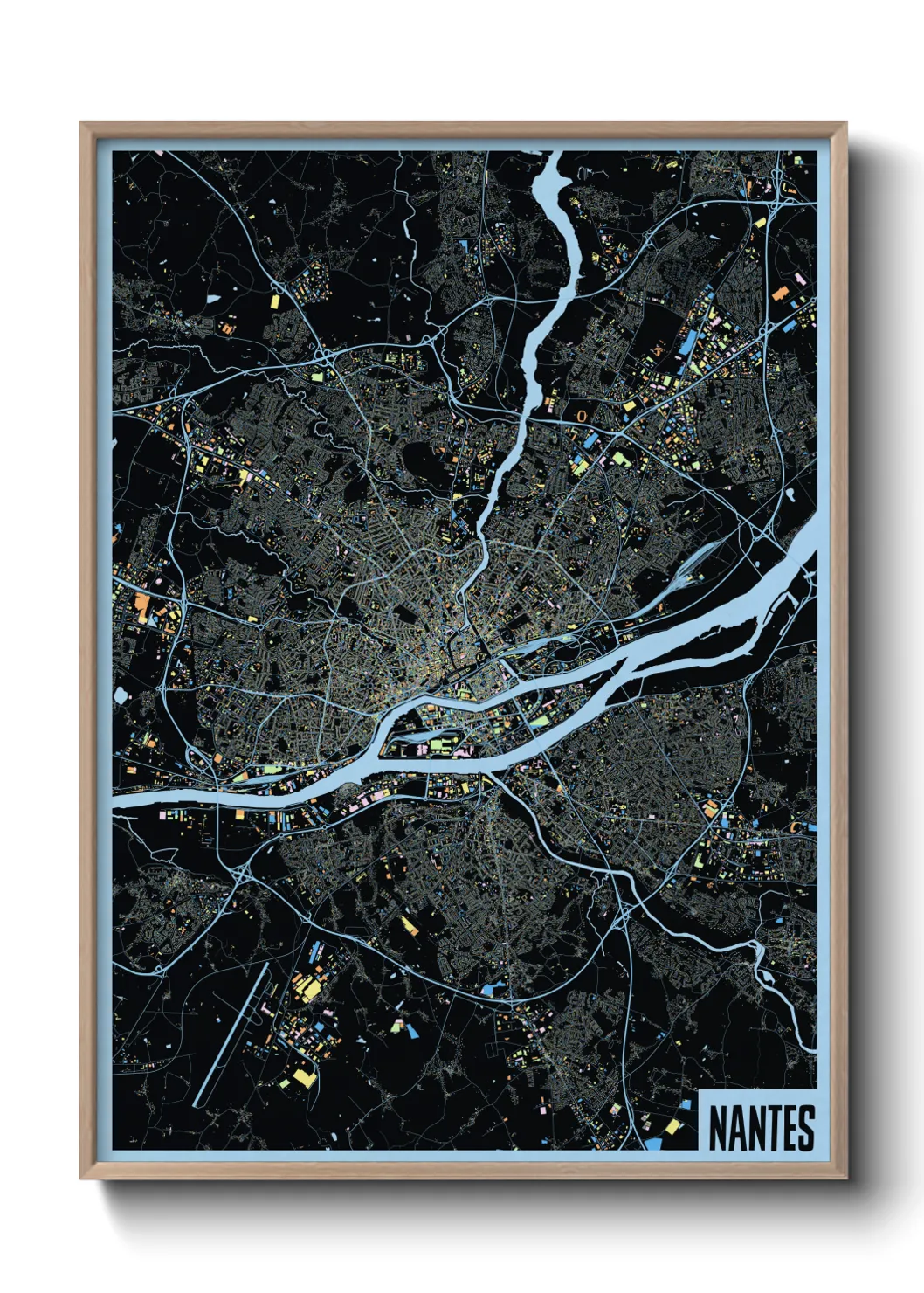 Une affiche de carte sur Nantes