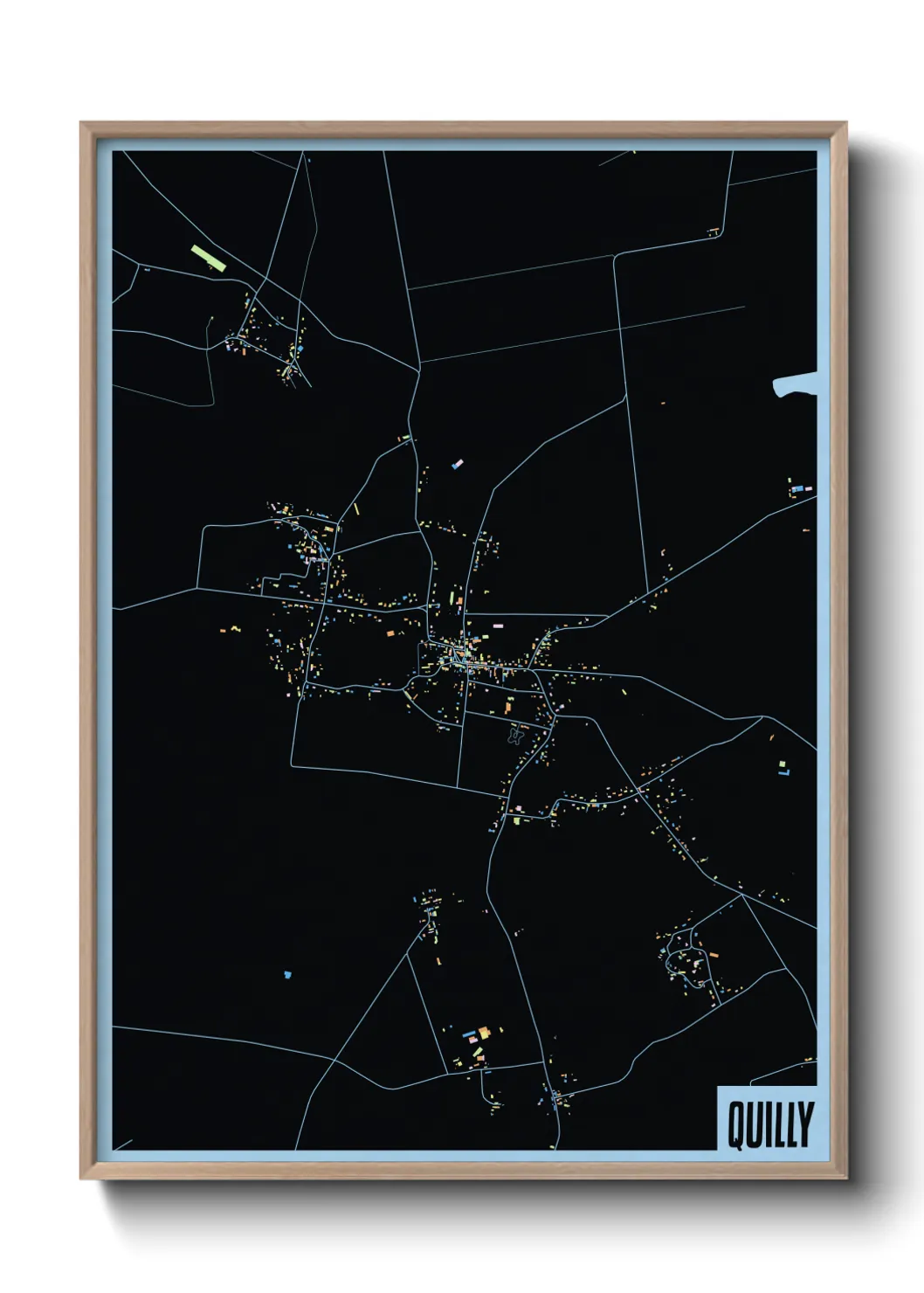 Une affiche de carte sur Quilly