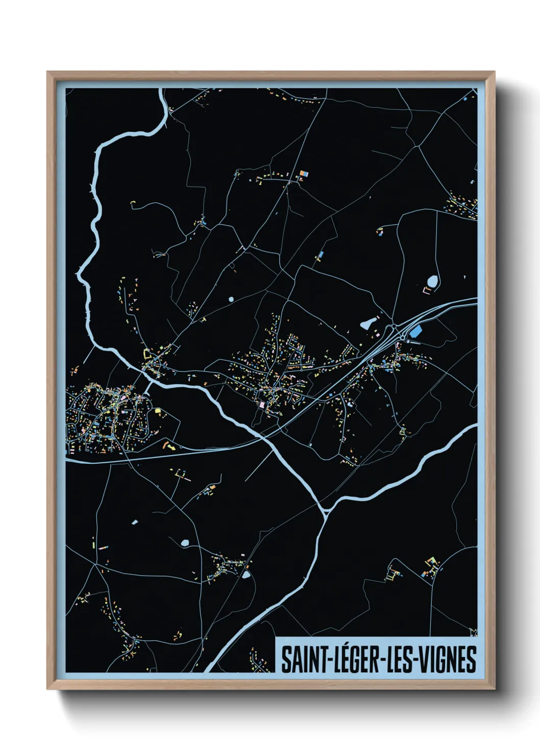 Une affiche de carte sur Saint-Léger-les-Vignes